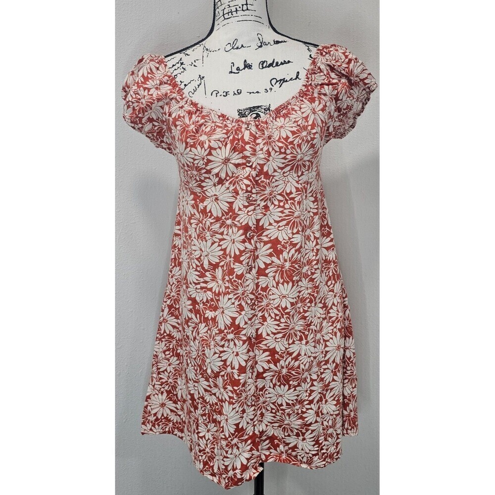 Madewell Abstract Floral Margie Linen Mini Dress In Roasted Squash Size 6